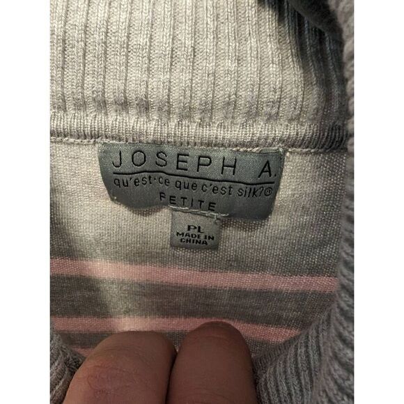JOSEPH A | Striped Ribbed Turtleneck Sweater Top Petite Large - Picture 3 of 6
